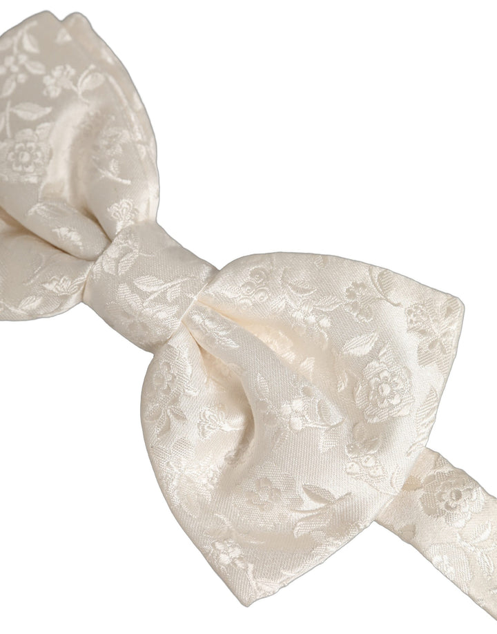 Dolce &amp; Gabbana Men White Floral Silk Adjustable Neck Papillon BowTie