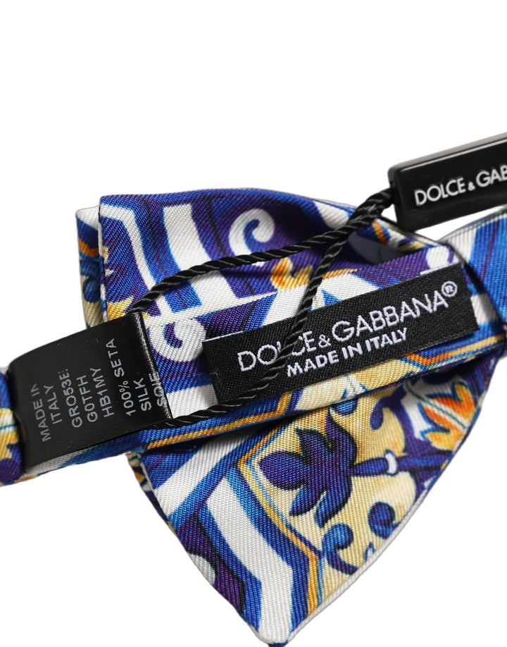 Dolce &amp; Gabbana Men Multicolor Majolica Adjustable Neck Papillon Bow Tie