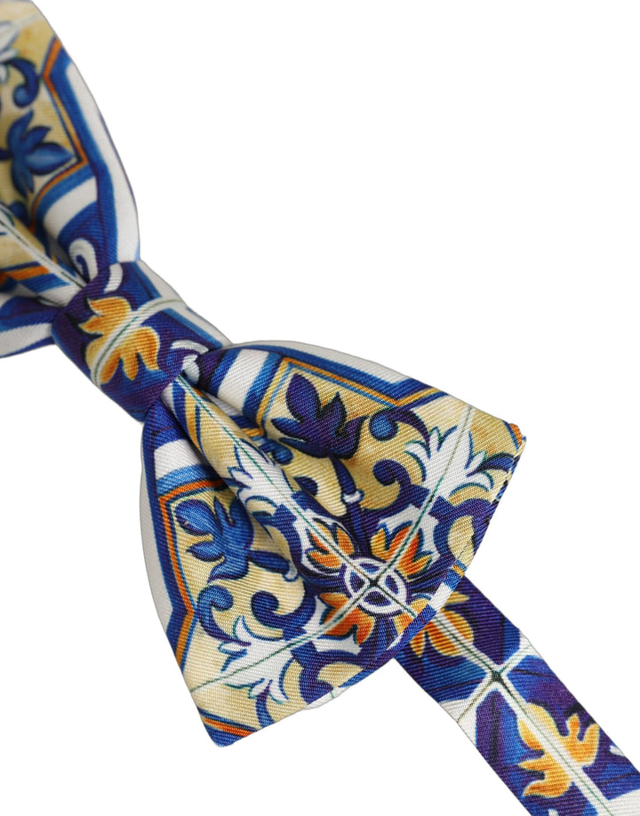 Dolce &amp; Gabbana Men Multicolor Majolica Adjustable Neck Papillon Bow Tie