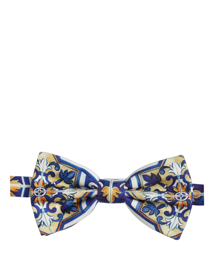 Dolce &amp; Gabbana Men Multicolor Majolica Adjustable Neck Papillon Bow Tie