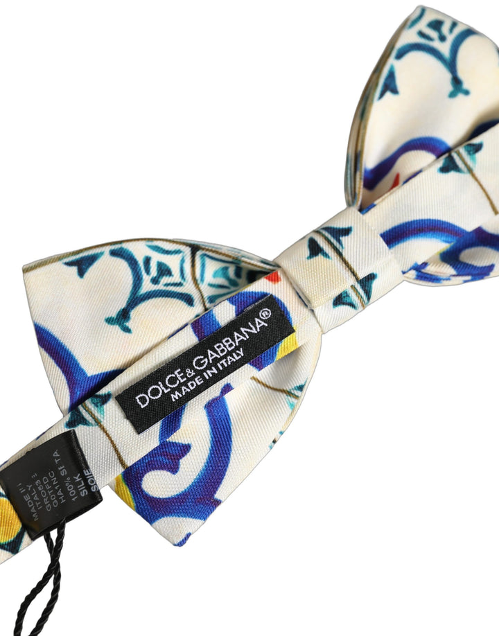 Dolce &amp; Gabbana Men Multicolor Majolica Adjustable Neck Papillon Bow Tie