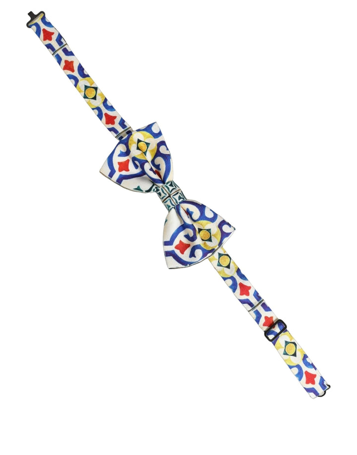 Dolce &amp; Gabbana Men Multicolor Majolica Adjustable Neck Papillon Bow Tie