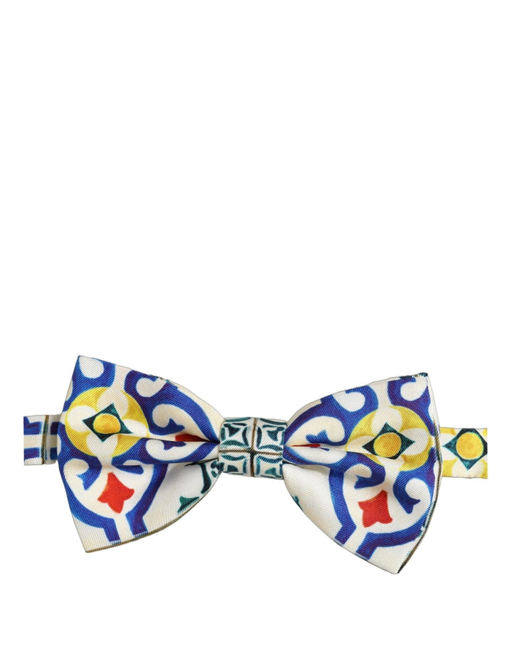 Dolce &amp; Gabbana Men Multicolor Majolica Adjustable Neck Papillon Bow Tie