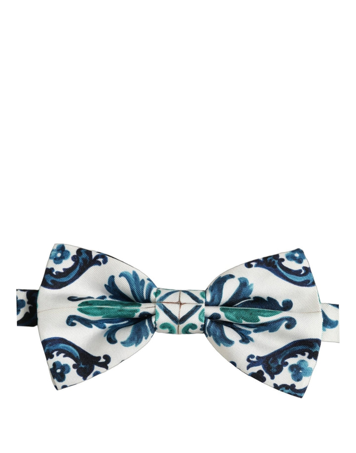 Dolce &amp; Gabbana Men White Sicilian Silk Adjustable Neck Papillon Bow Tie