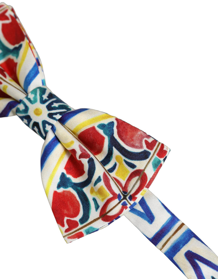 Dolce &amp; Gabbana Men Multicolor Majolica Adjustable Neck Papillon Bow Tie