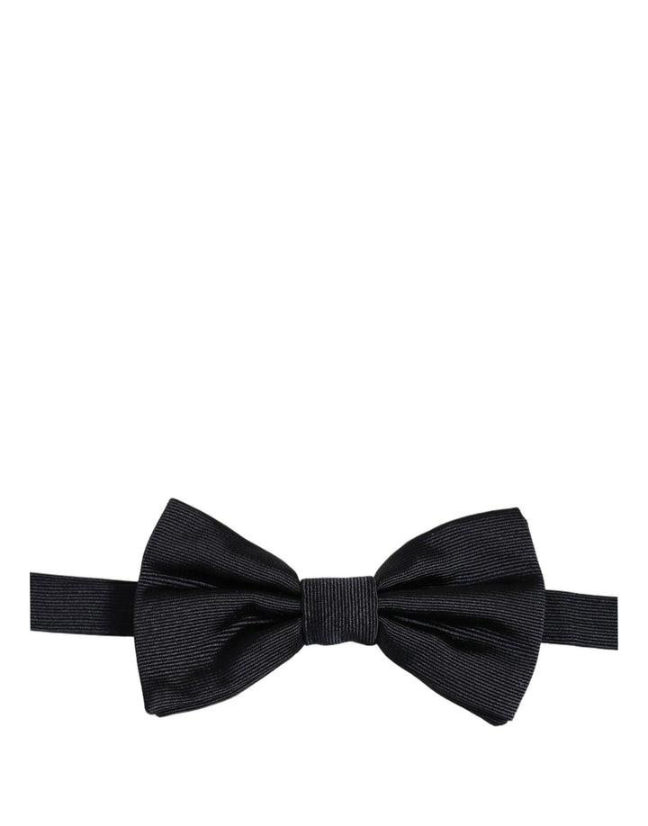 Dolce &amp; Gabbana Men Dark Blue 100% Silk Adjustable Neck Papillon Bow Tie