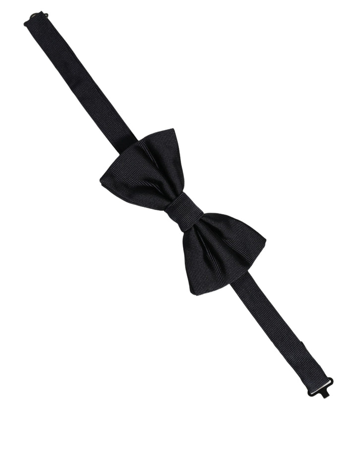 Dolce &amp; Gabbana Men Dark Blue 100% Silk Adjustable Neck Papillon Bow Tie