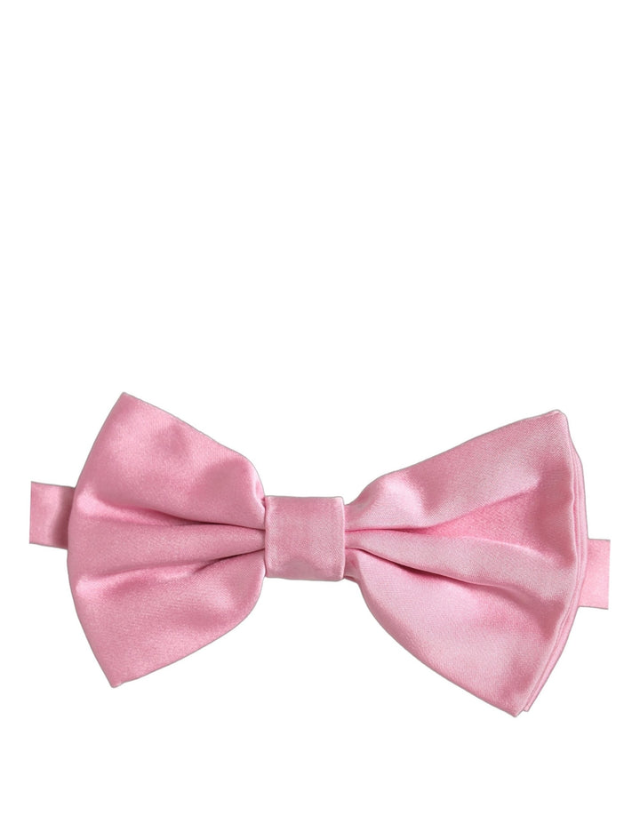Dolce &amp; Gabbana Men Pink 100% Silk Adjustable Neck Papillon Bow Tie
