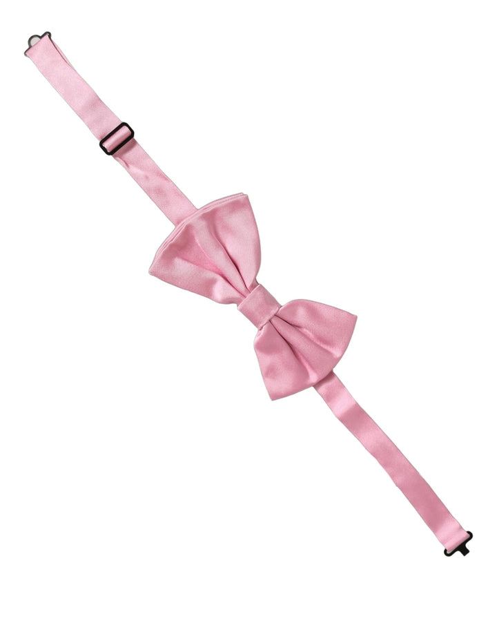 Dolce &amp; Gabbana Men Pink 100% Silk Adjustable Neck Papillon Bow Tie