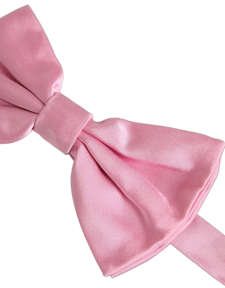 Dolce &amp; Gabbana Men Pink 100% Silk Adjustable Neck Papillon Bow Tie