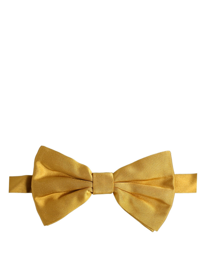 Dolce &amp; Gabbana Men Yellow 100% Silk Adjustable Neck Papillon Bow Tie