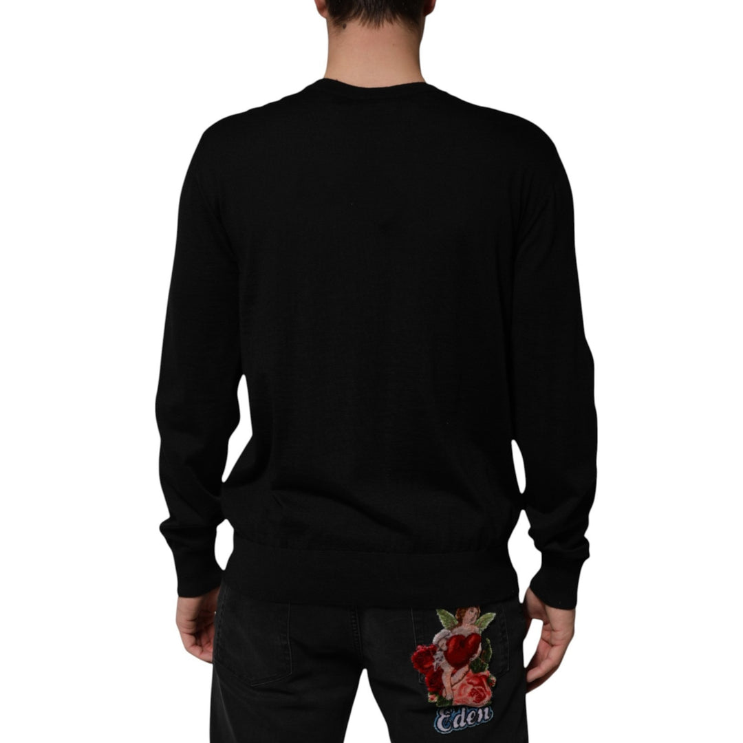 Dolce &amp; Gabbana Black Cashmere Cherub Print Baroque Sweater