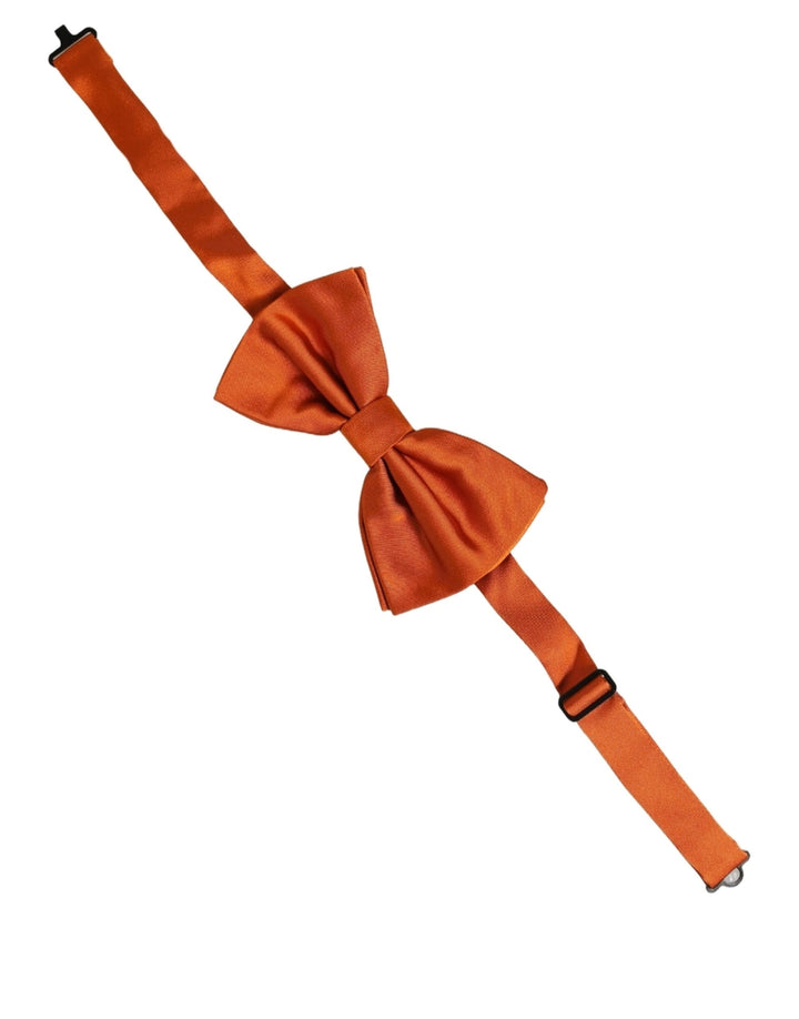 Dolce &amp; Gabbana Men Orange 100% Silk Adjustable Neck Papillon Bow Tie