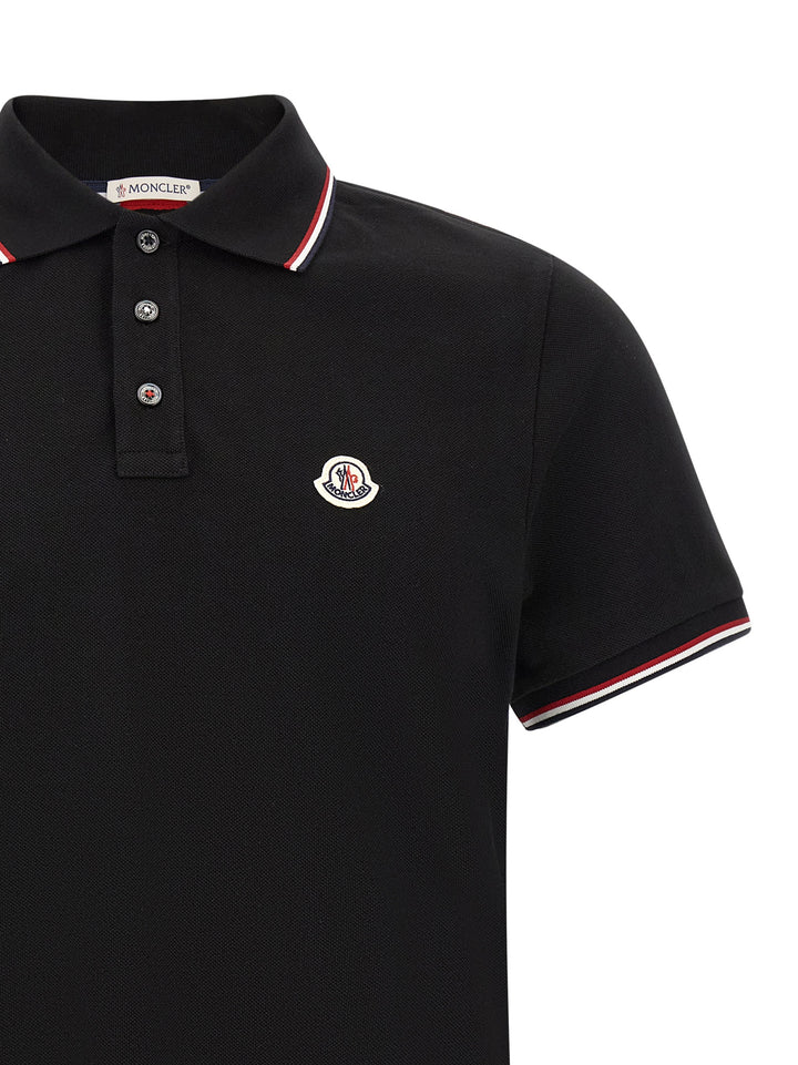 Moncler Black Cotton Polo Shirt