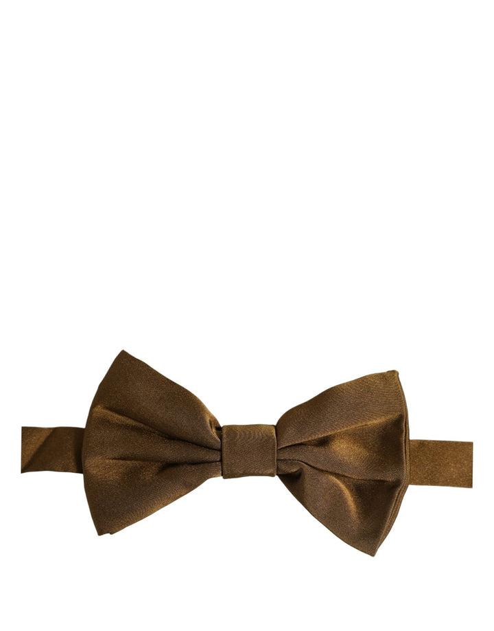 Dolce &amp; Gabbana Men Brown 100% Silk Adjustable Neck Papillon Bow Tie