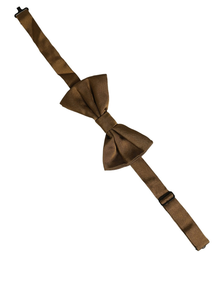 Dolce &amp; Gabbana Men Brown 100% Silk Adjustable Neck Papillon Bow Tie