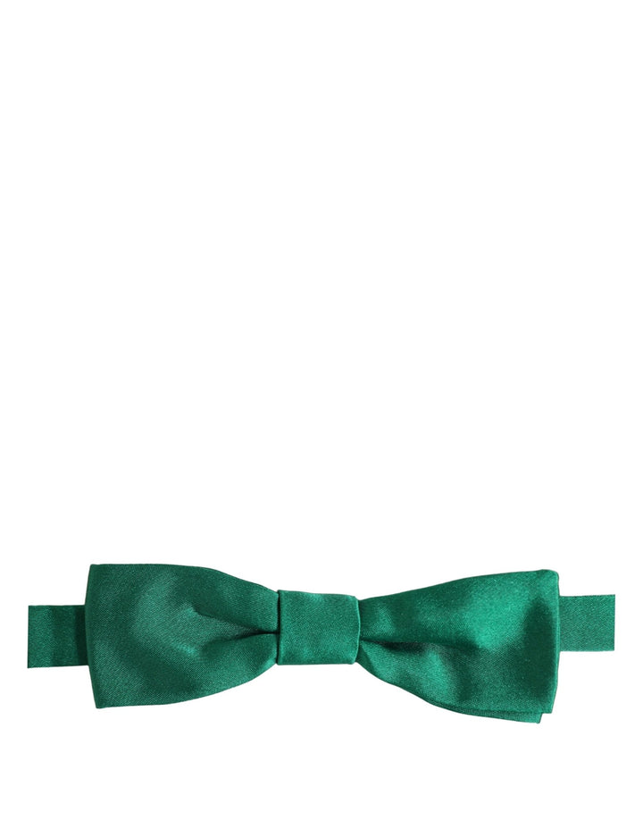 Dolce &amp; Gabbana Men Green 100% Silk Adjustable Neck Papillon Bow Tie