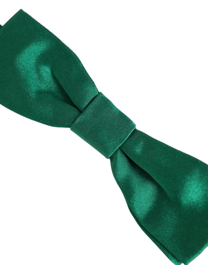 Dolce &amp; Gabbana Men Green 100% Silk Adjustable Neck Papillon Bow Tie