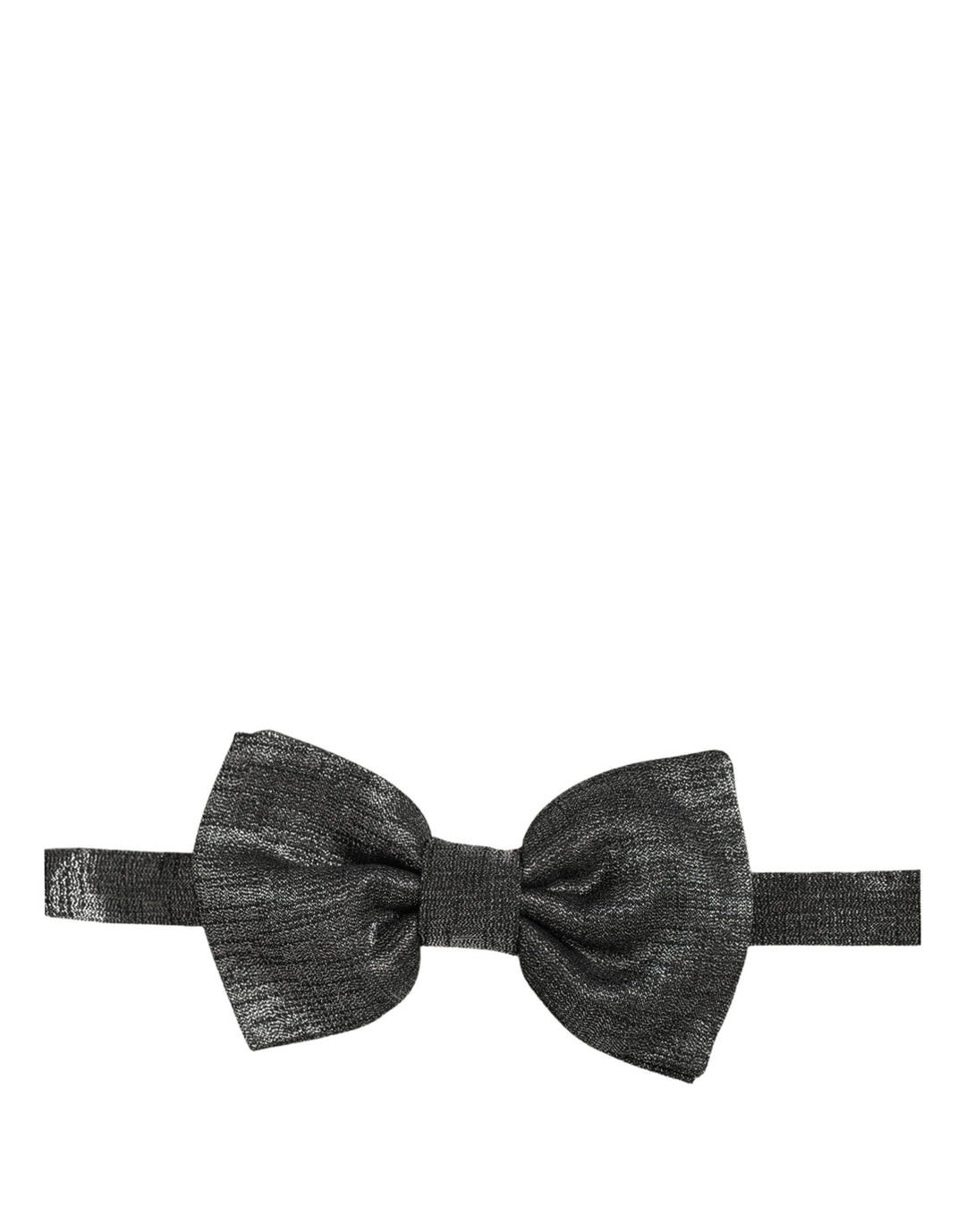 Dolce &amp; Gabbana Men Metallic Dark Gray Silk Adjustable Neck Papillon Bow Tie