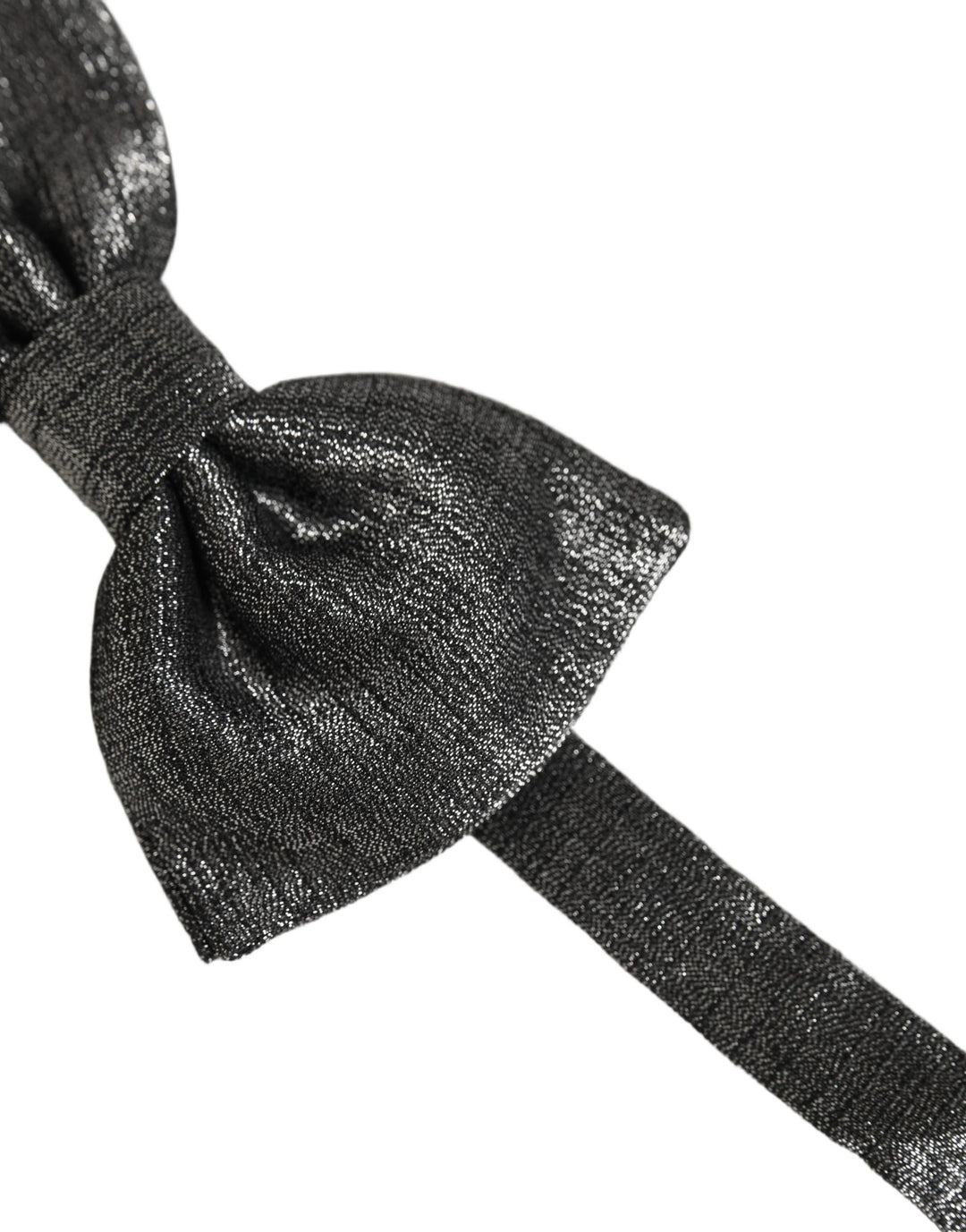 Dolce &amp; Gabbana Men Metallic Black Silk Adjustable Neck Papillon Bow Tie