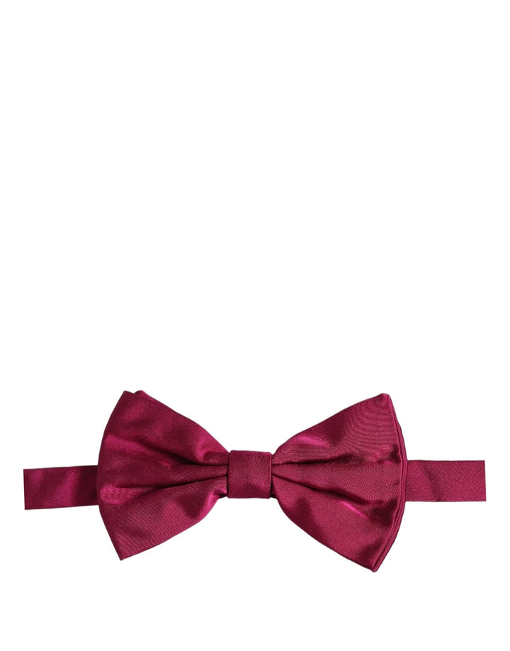 Dolce &amp; Gabbana Men Burgundy Silk Adjustable Neck Papillon Bow Tie