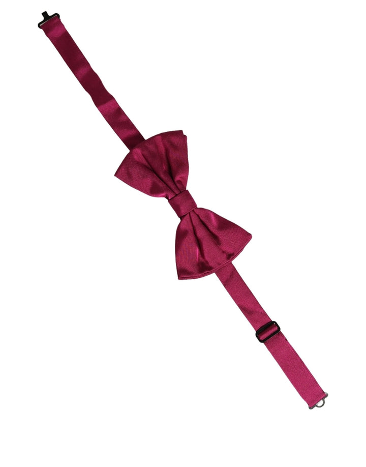 Dolce &amp; Gabbana Men Burgundy Silk Adjustable Neck Papillon Bow Tie