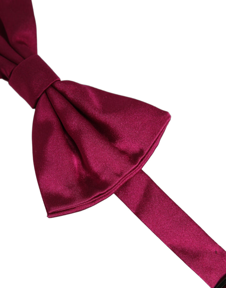 Dolce &amp; Gabbana Men Burgundy Silk Adjustable Neck Papillon Bow Tie
