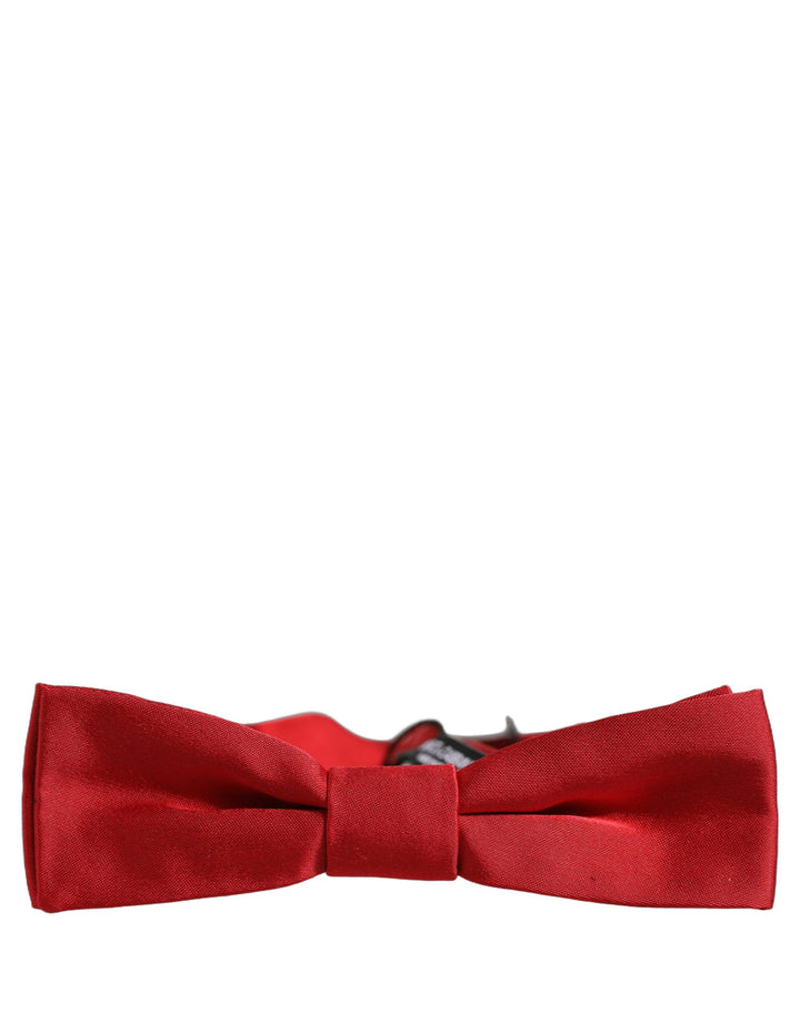 Dolce &amp; Gabbana Men Red 100% Silk Adjustable Neck Papillon Bow Tie