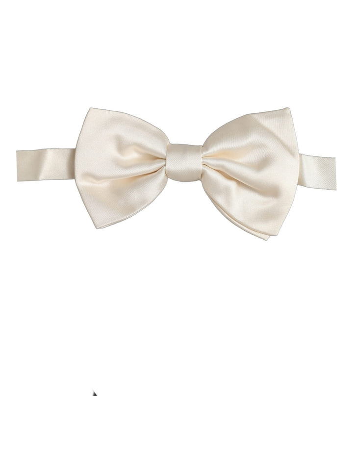 Dolce &amp; Gabbana Men White 100% Silk Adjustable Neck Papillon Bow Tie