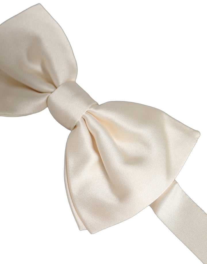 Dolce &amp; Gabbana Men White 100% Silk Adjustable Neck Papillon Bow Tie