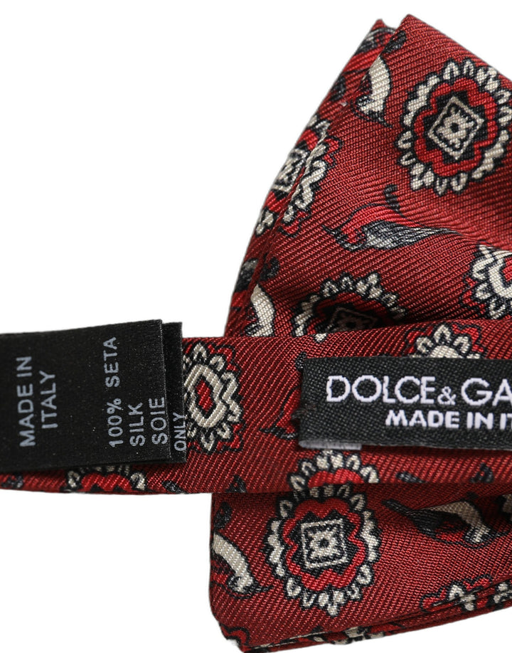 Dolce &amp; Gabbana Men Bordeaux Floral Adjustable Neck Papillon Bow Tie