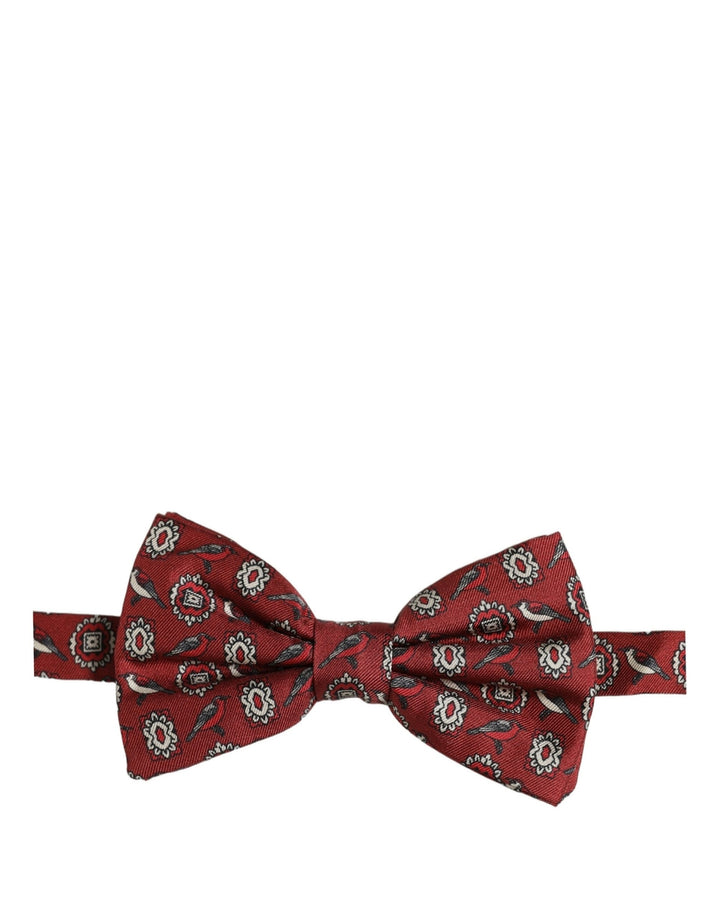Dolce &amp; Gabbana Men Bordeaux Floral Adjustable Neck Papillon Bow Tie