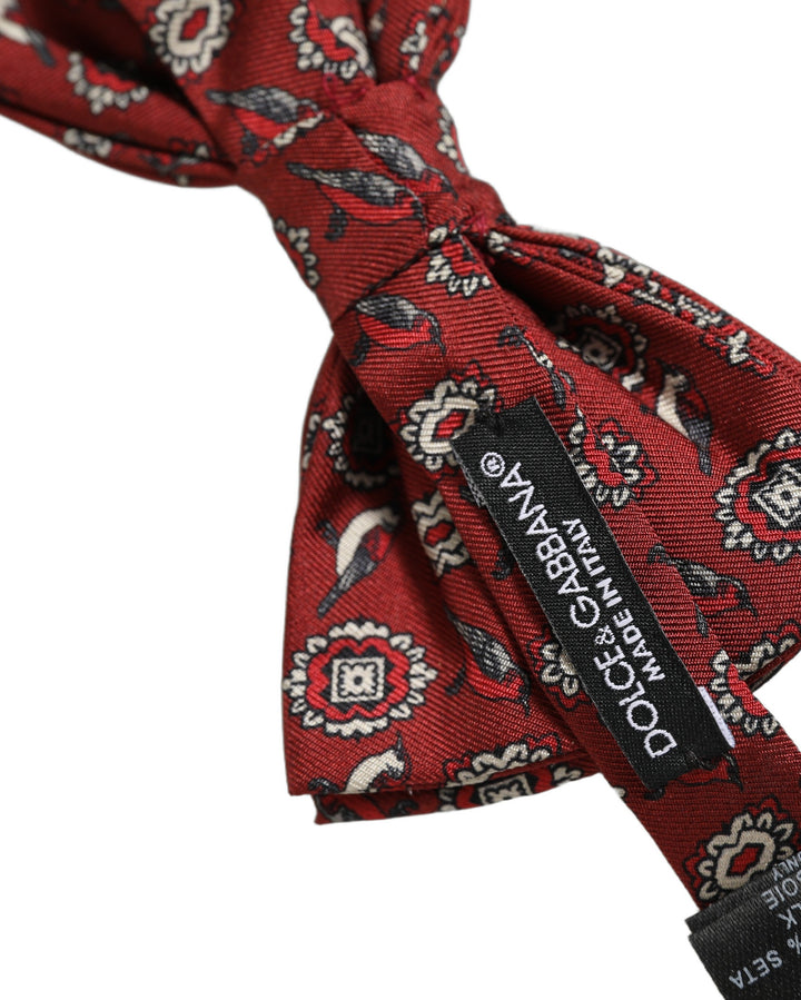 Dolce &amp; Gabbana Men Bordeaux Floral Adjustable Neck Papillon Bow Tie