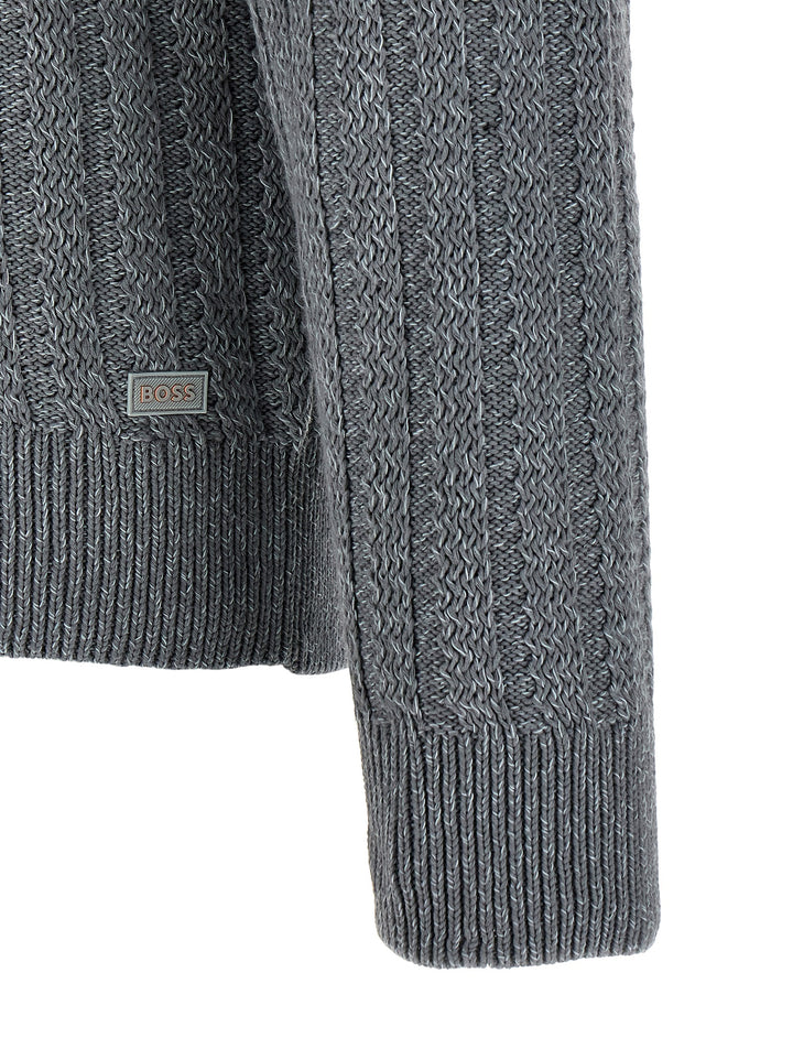 Hugo Boss Gray Cotton Cardigan