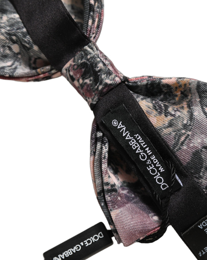 Dolce &amp; Gabbana Multicolor Marble Silk Adjustable Neck Papillon Bow Tie