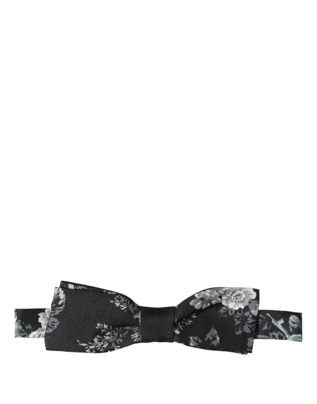 Dolce &amp; Gabbana Black Floral Silk Adjustable Neck Men Papillon Bow Tie