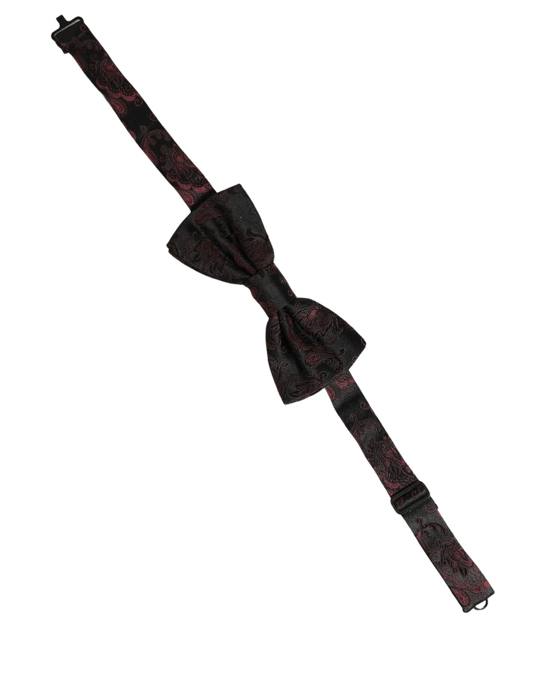 Dolce &amp; Gabbana Burgundy Paisley Silk Adjustable Neck Papillon Bow Tie