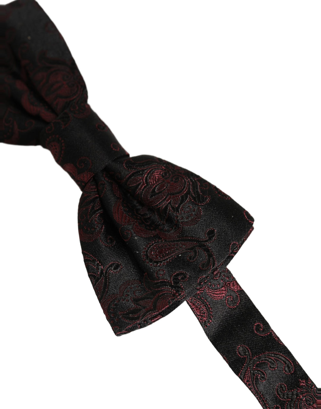 Dolce &amp; Gabbana Burgundy Paisley Silk Adjustable Neck Papillon Bow Tie