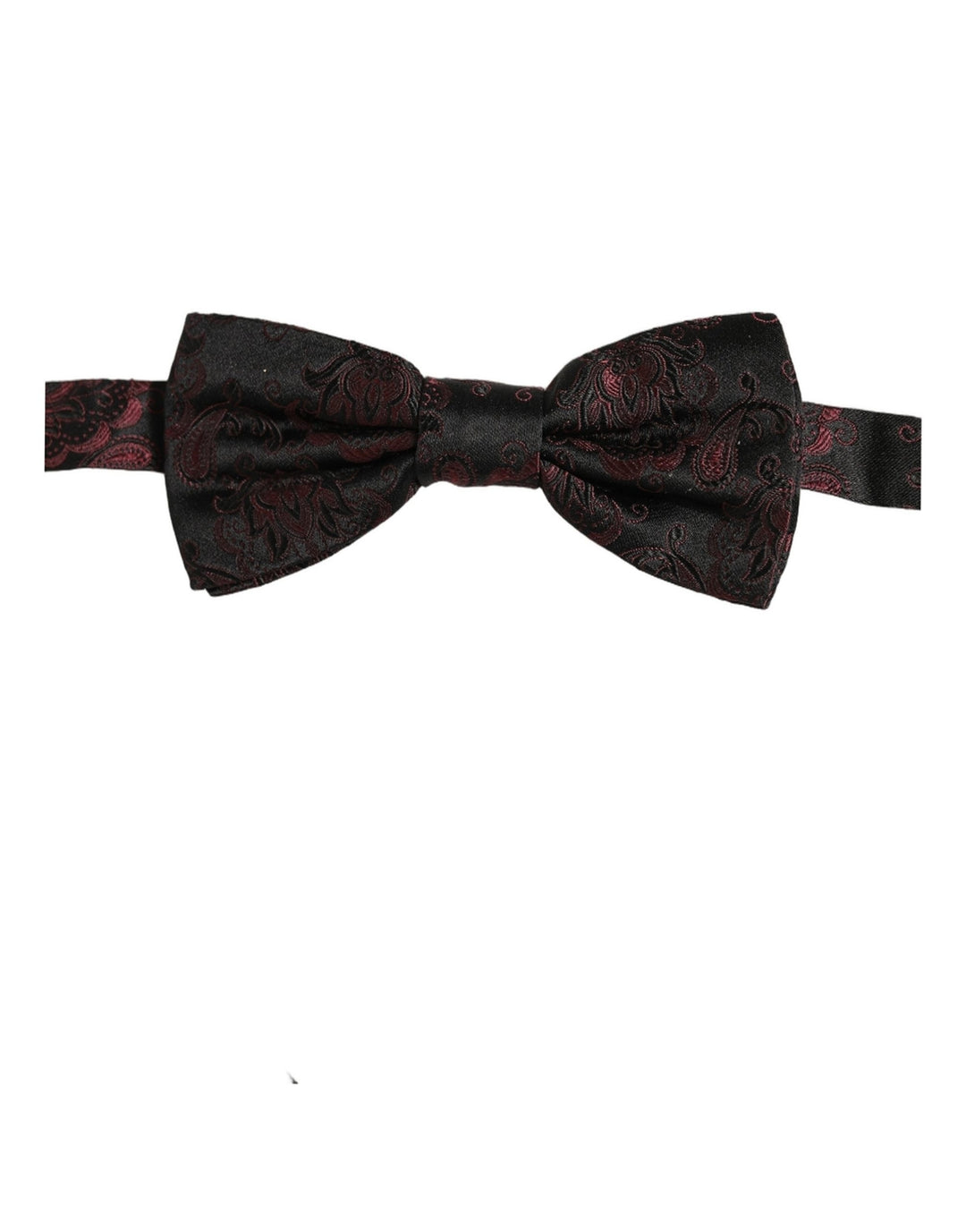Dolce &amp; Gabbana Burgundy Paisley Silk Adjustable Neck Papillon Bow Tie