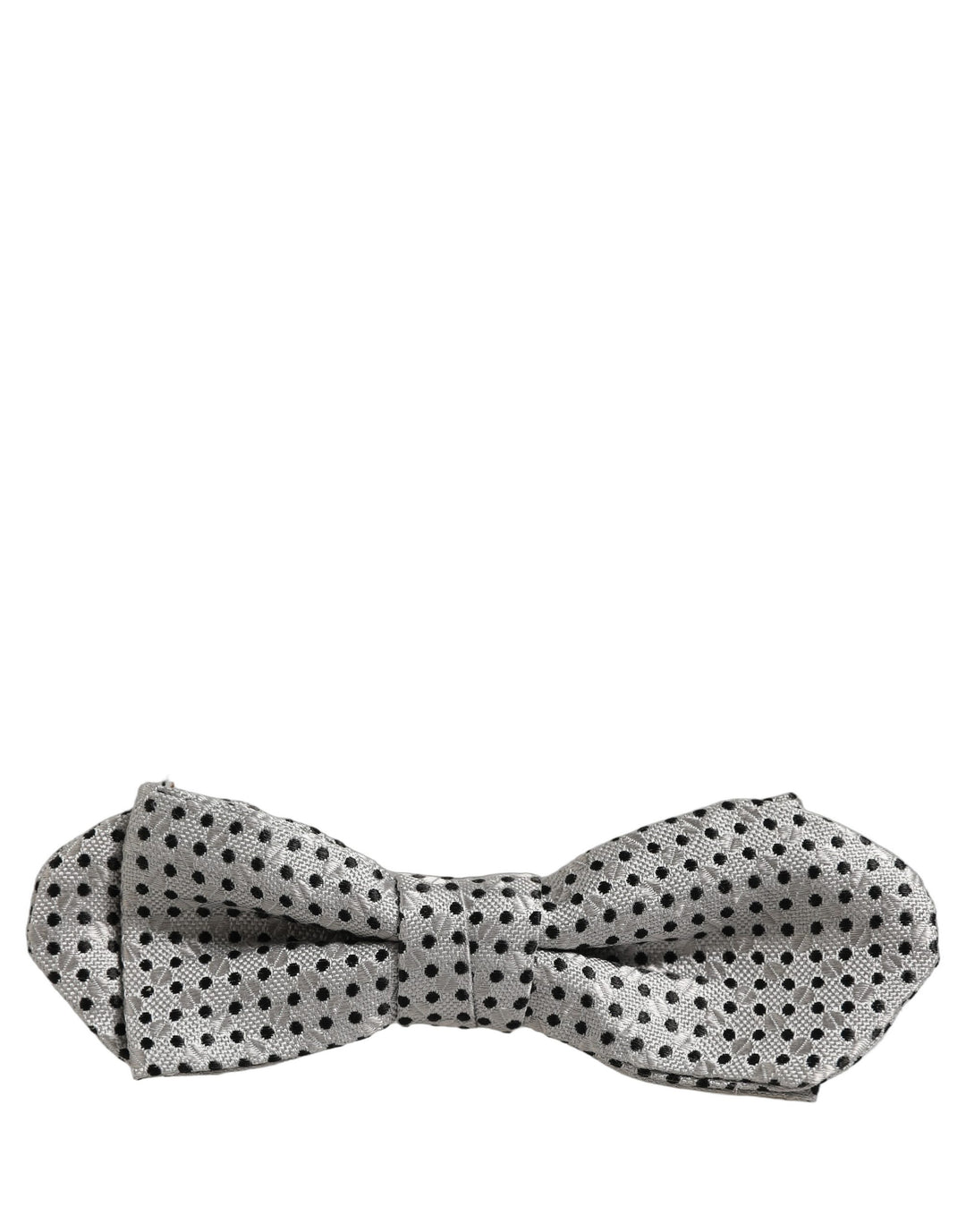 Dolce &amp; Gabbana Men Silver Black Polka Dot Adjustable Neck Papillon Bow Tie