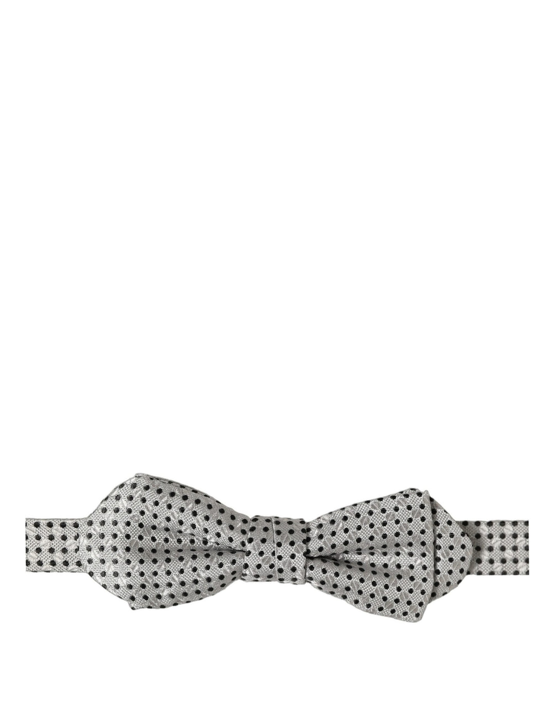 Dolce &amp; Gabbana Men Silver Black Polka Dot Adjustable Neck Papillon Bow Tie