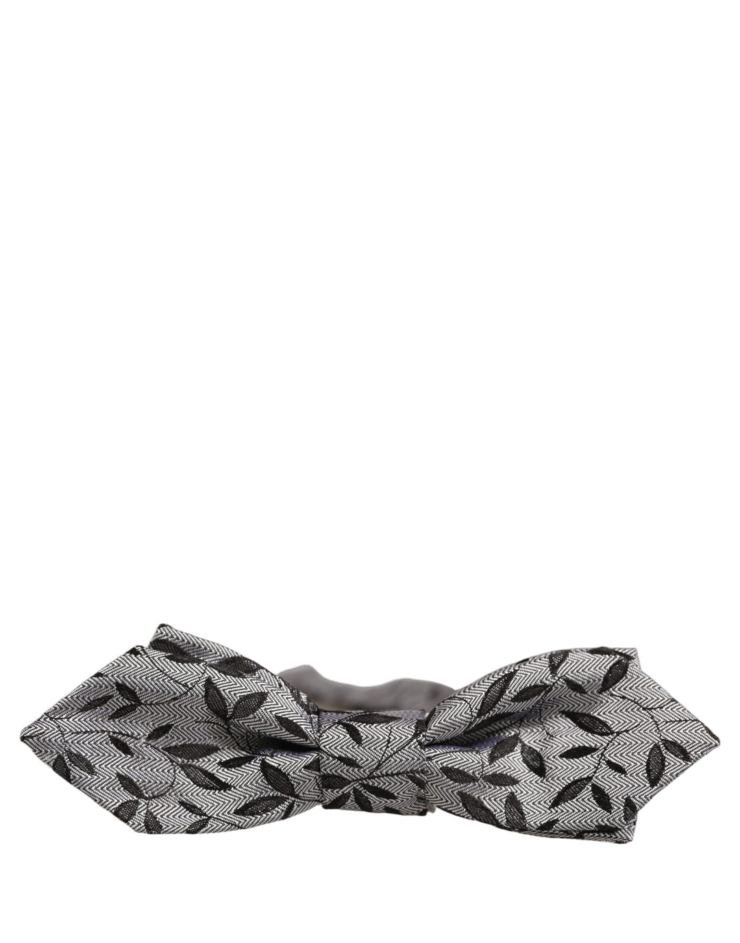 Dolce &amp; Gabbana Men Gray Abstract Silk Adjustable Neck Papillon Bow Tie