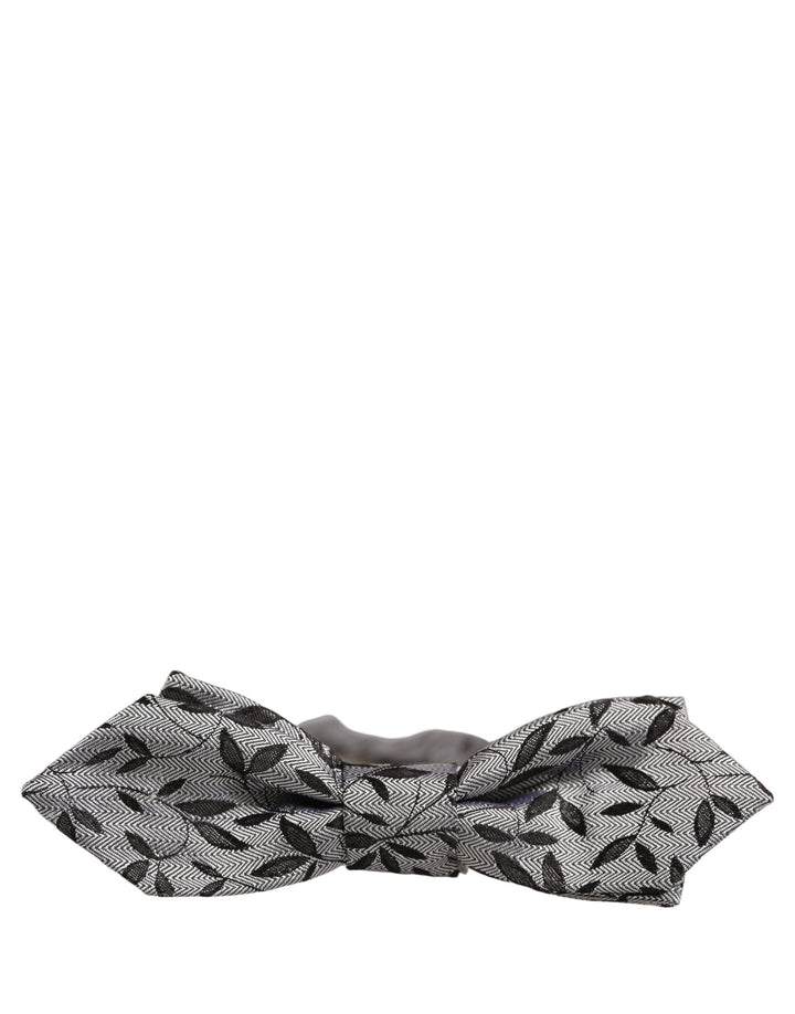 Dolce &amp; Gabbana Men Gray Abstract Silk Adjustable Neck Papillon Bow Tie