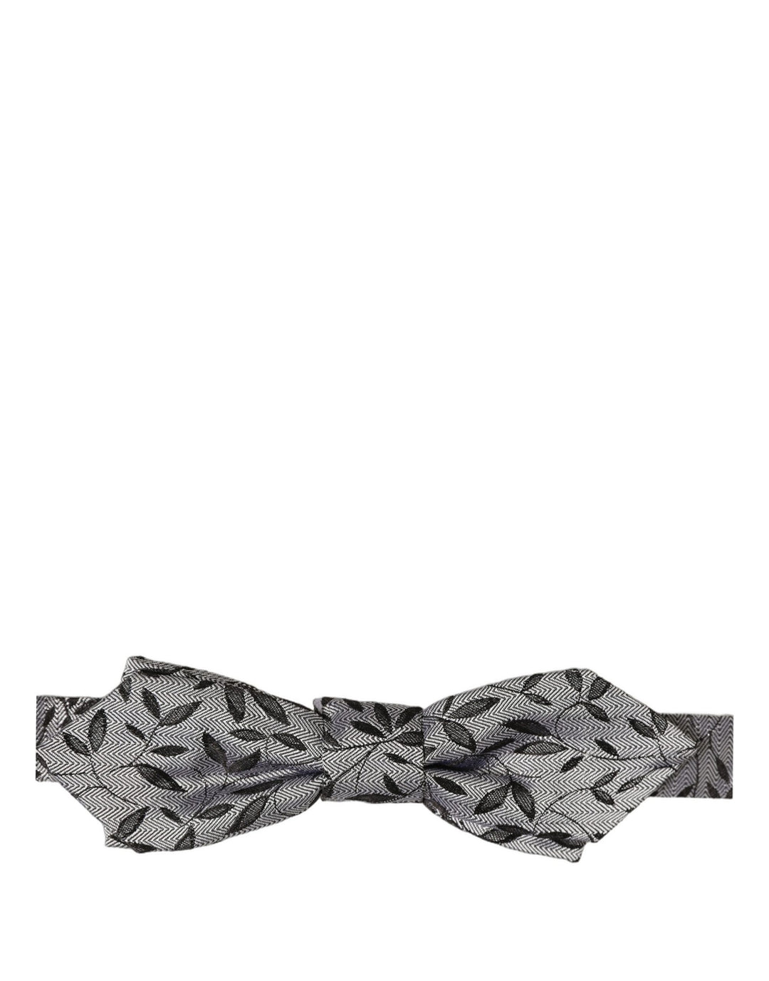Dolce &amp; Gabbana Men Gray Abstract Silk Adjustable Neck Papillon Bow Tie