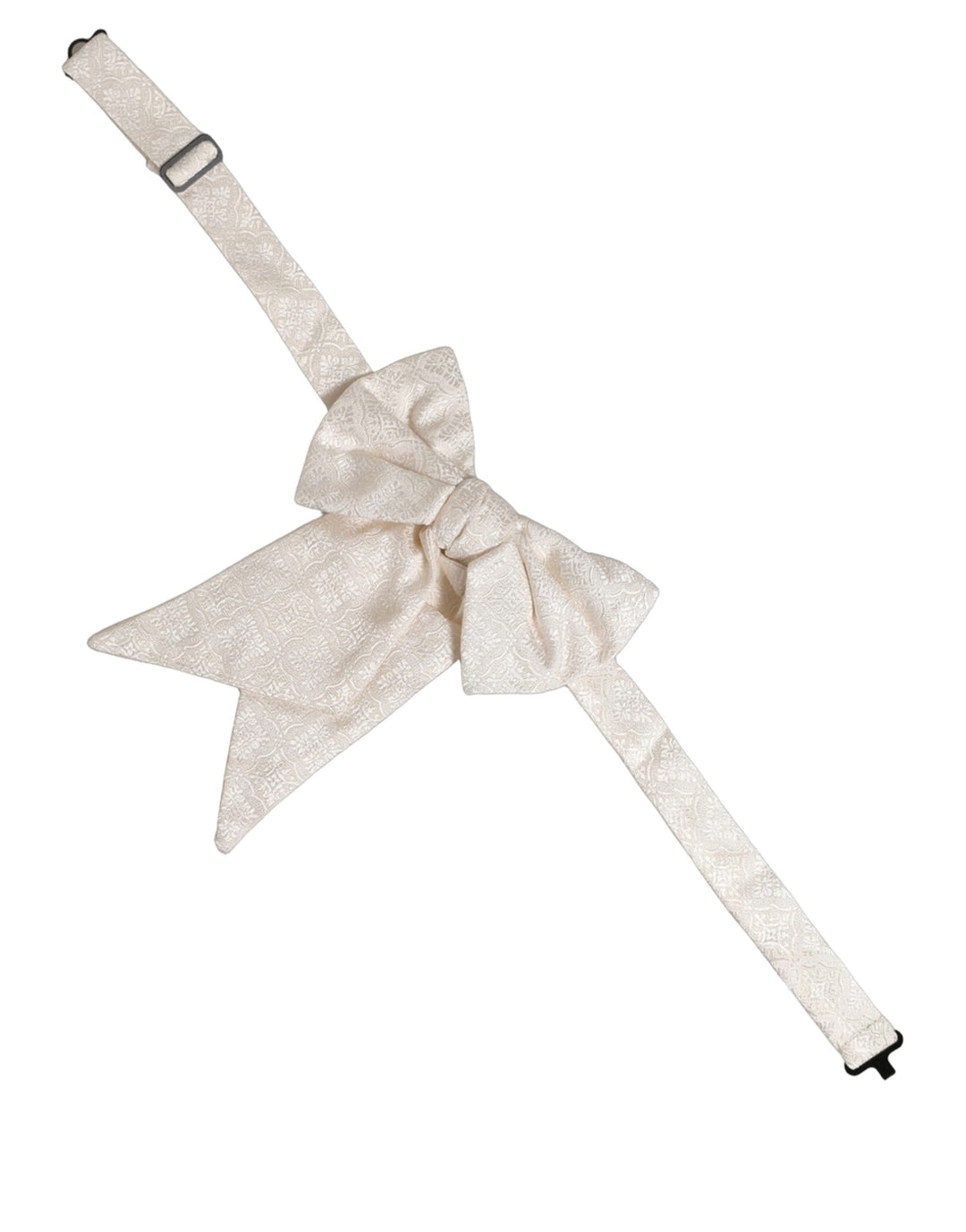 Dolce &amp; Gabbana Men White Jacquard Silk Adjustable Neck Papillon Bow Tie