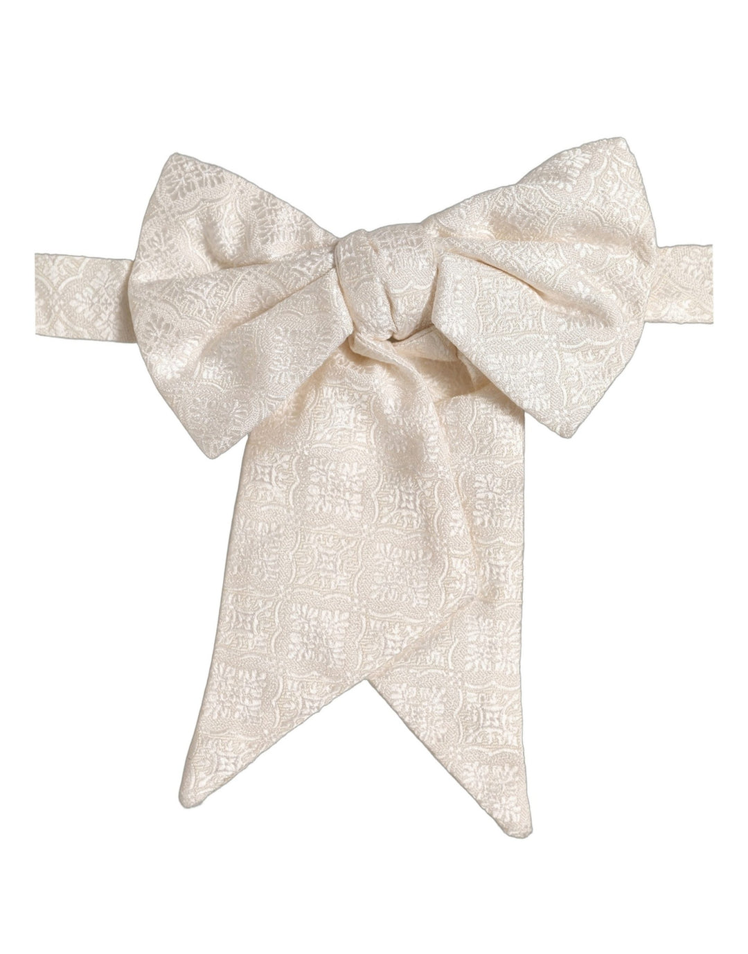 Dolce &amp; Gabbana Men White Jacquard Silk Adjustable Neck Papillon Bow Tie