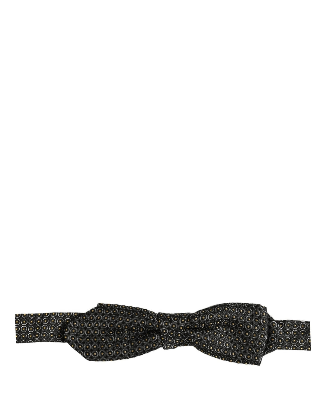 Dolce &amp; Gabbana Men Black Dotted Silk Adjustable Neck Papillon Bow Tie