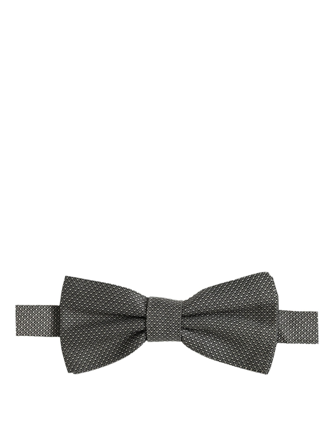 Dolce &amp; Gabbana Men Gray Silk Patterned Adjustable Neck Papillon Bow Tie