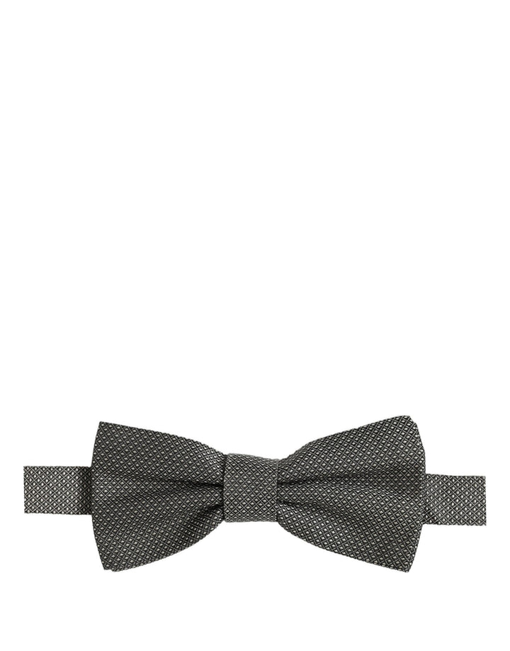 Dolce &amp; Gabbana Men Gray Silk Patterned Adjustable Neck Papillon Bow Tie