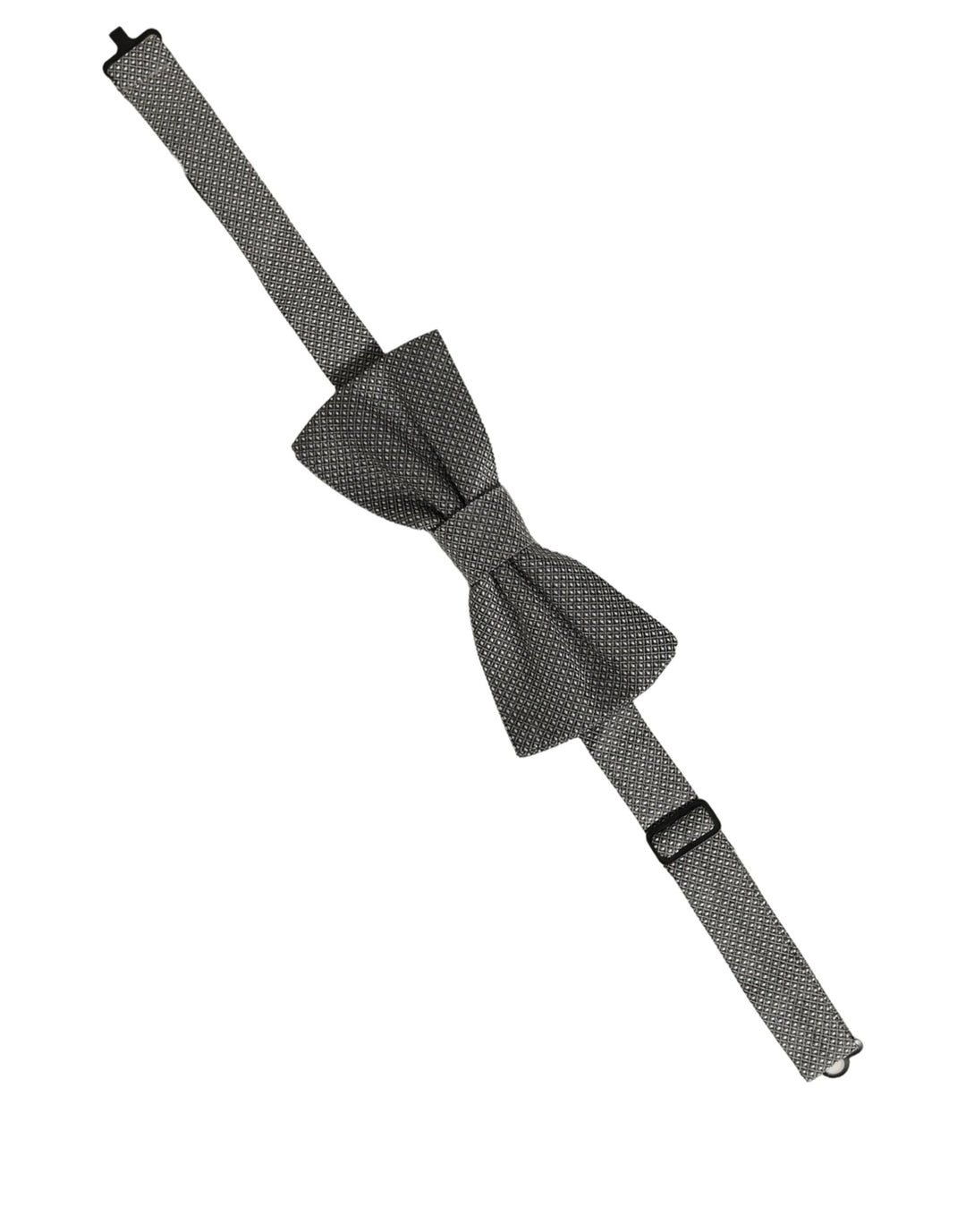 Dolce &amp; Gabbana Men Gray Silk Patterned Adjustable Neck Papillon Bow Tie